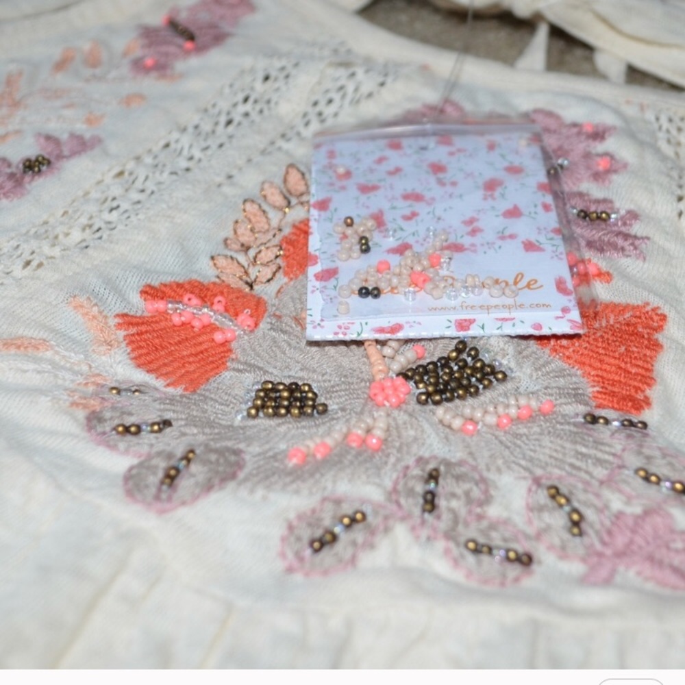 FREE PEOPLE embroidered cold shoulder top - Picture 3 of 4